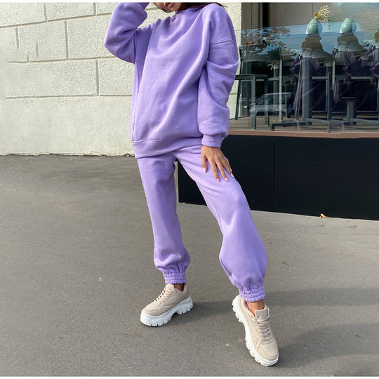 Damen lässiger Jogginganzug mit weichem Material und elastischem Bund EB