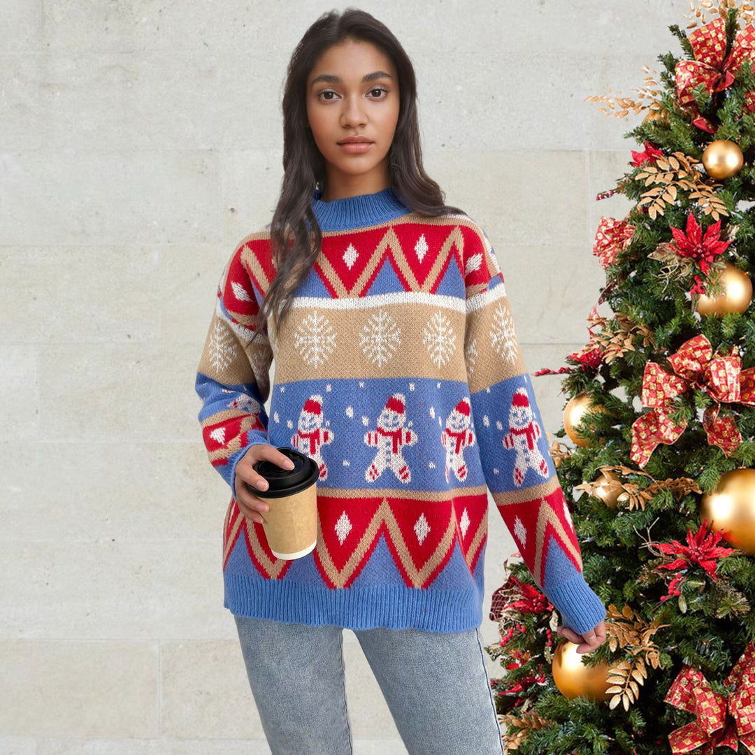 Damen Pullover mit festlichem Weihnachtsmotiv und lässigem Schnitt EB