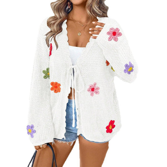 Damen Strickjacke mit floralem Design EB
