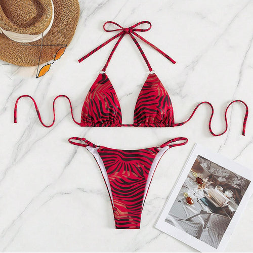 Damen Triangel-Bikini mit trendy Tierdruck EB
