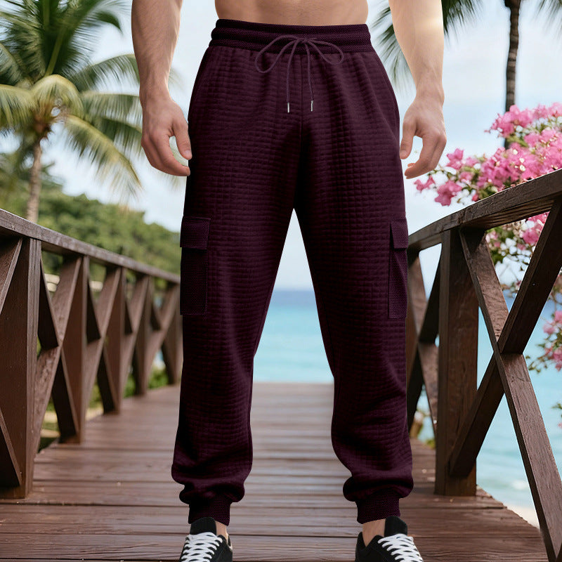 Herren Texturierte Cargo-Jogginghose mit Tunnelzug, aufgesetzten Klappentaschen und gerippten Bündchen EB