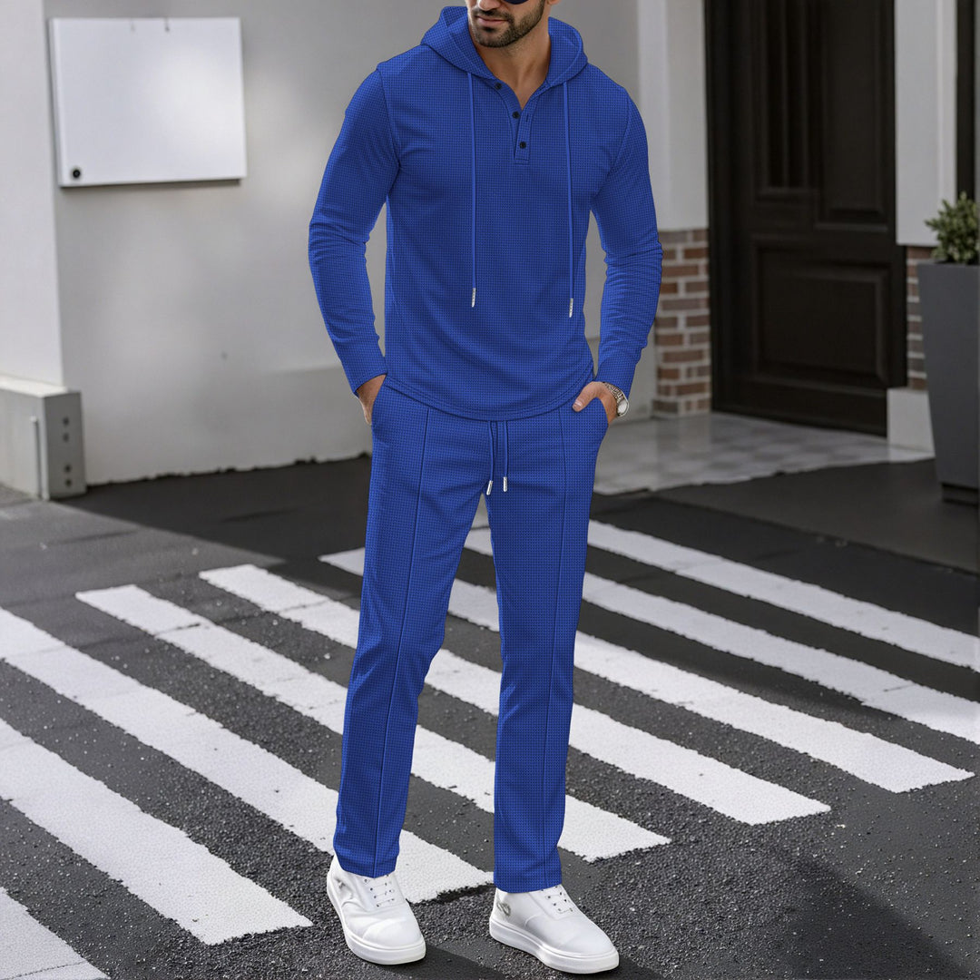 Herren Sportliches Zweiteiler Set mit atmungsaktivem Kapuzenoberteil und schlanker Jogginghose EB