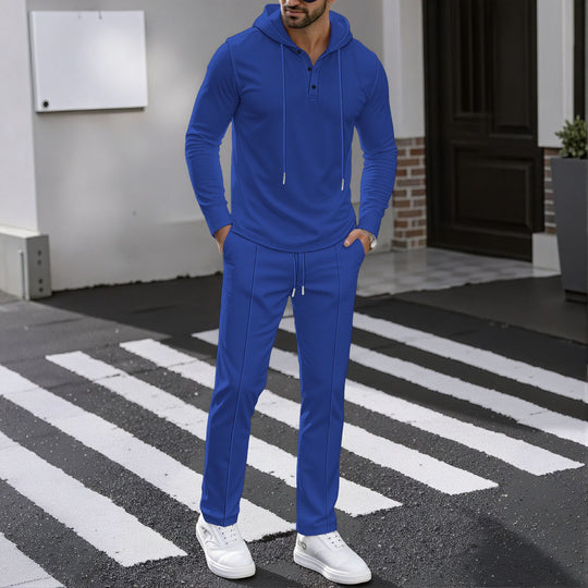 Herren Sportliches Zweiteiler Set mit atmungsaktivem Kapuzenoberteil und schlanker Jogginghose EB