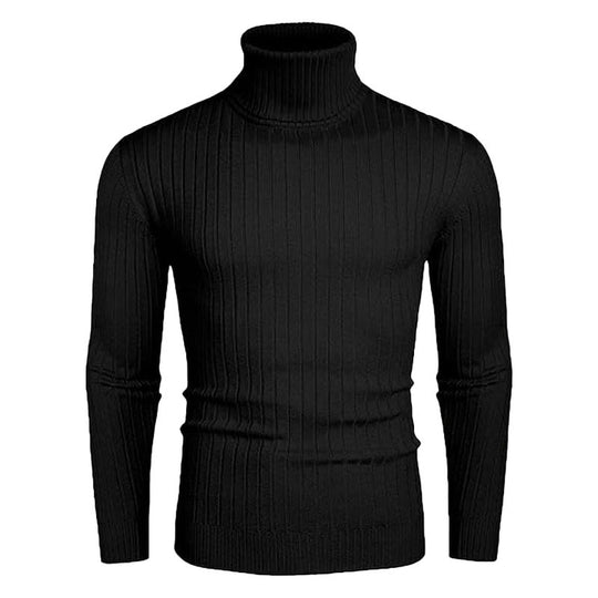 Herren Rollkragenpullover aus elastischem Strickmaterial mit feinem Rippendesign EB