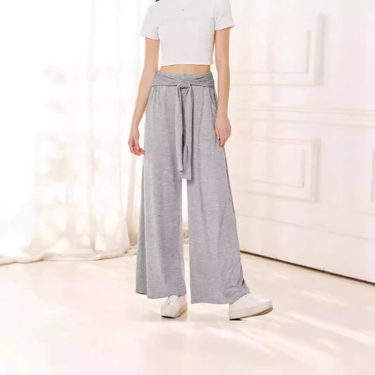 Damen weite Sommerhose mit bindendem Taillengürtel EB
