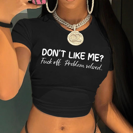 Damen T-Shirt mit künstlerischem Statement-Print und figurbetontem Schnitt EB