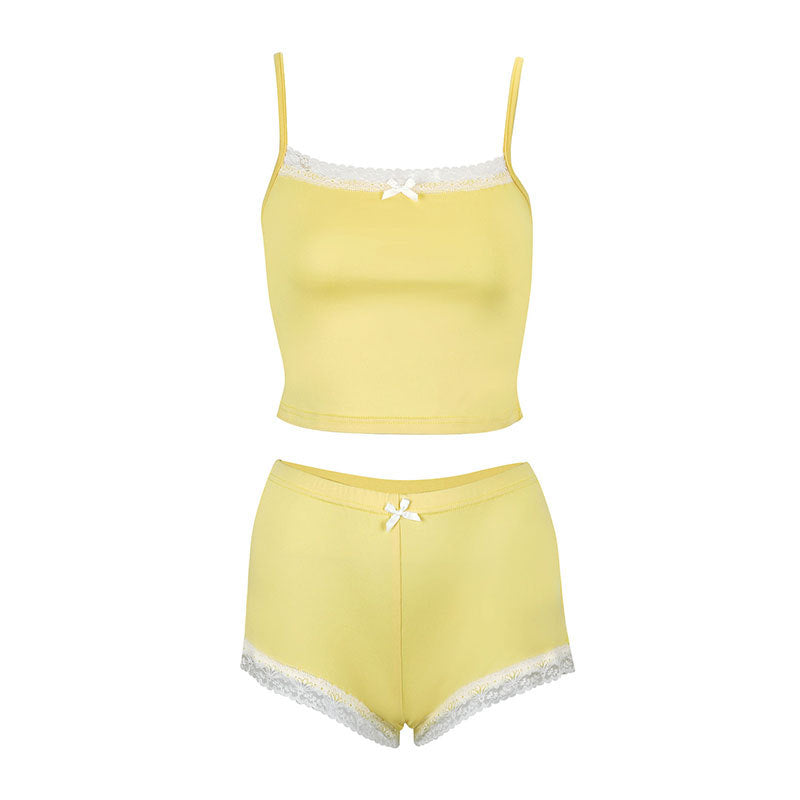Damen Schlafanzug-Set aus zarter Mikrofaser mit Spitze EB