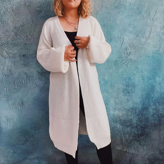 Damen Oversized Strickjacke mit tiefem V-Ausschnitt und lässigem Schnitt EB