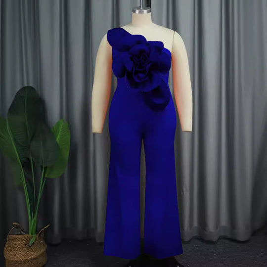 Damen Eleganter Jumpsuit mit floralen Applikationen EB