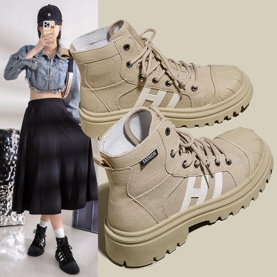 Damen Hochformat Sneaker aus robustem Textil mit trendiger Profilsohle EB