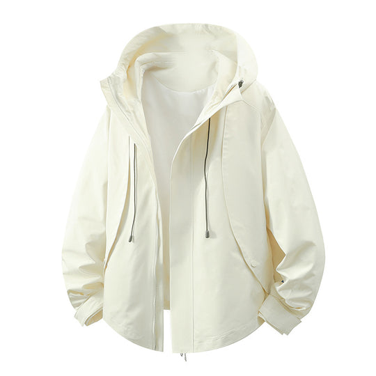 Damen winddichte Übergangsjacke mit Kapuze und verstellbarem Kordelzug EB