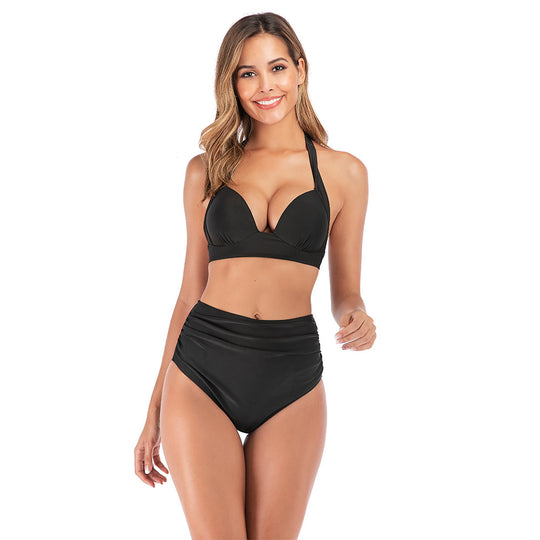 Damen Hoch taillierter Bikini mit floralem Design EB