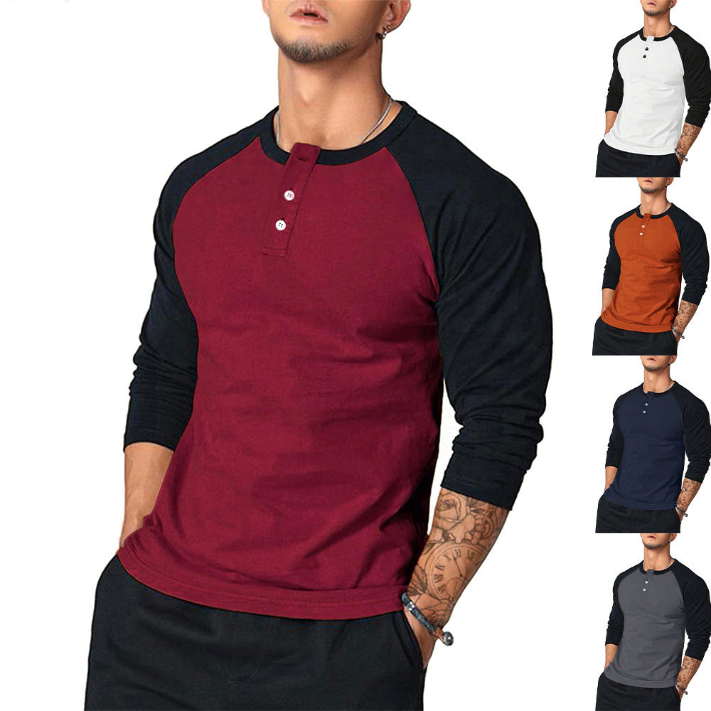 Herren klassisches Langarmshirt im Vintage-Stil mit unterstützenden Kontrastärmeln EB