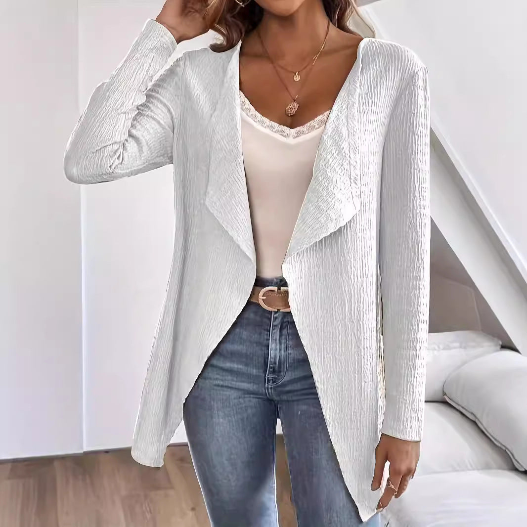 Damen eleganter Cardigan mit asymmetrischem Schnitt und strukturierter Oberfläche EB