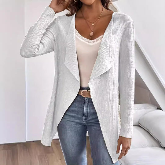 Damen eleganter Cardigan mit asymmetrischem Schnitt und strukturierter Oberfläche EB