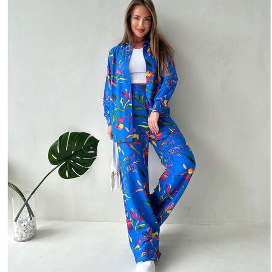 Damen Lässiges Zweiteiler-Set mit floralem Design und weitem Schnitt EB