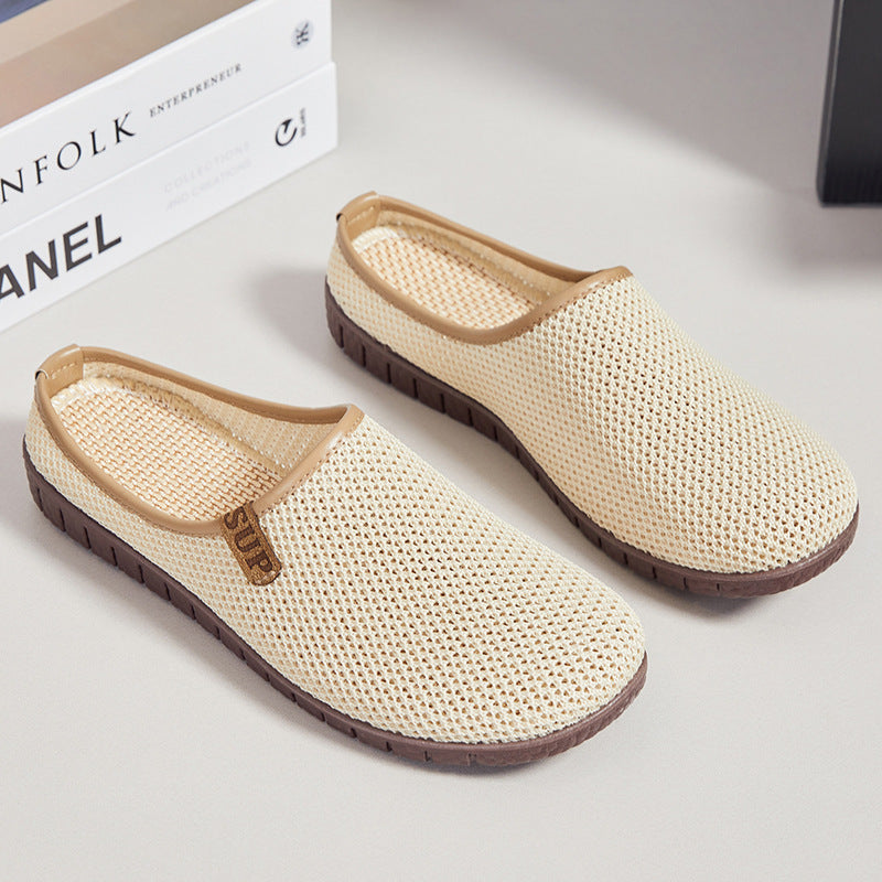 Damen nan atmungsaktiver gestrickter Slipper mit gewebtem Komfortfußbett und flexibler Profilsohle EB