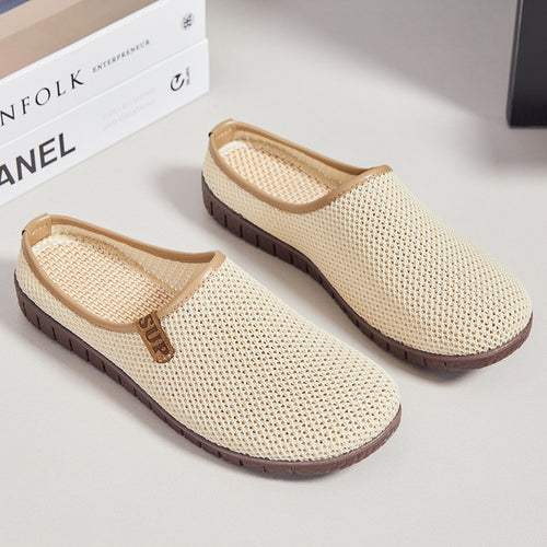 Damen nan atmungsaktiver gestrickter Slipper mit gewebtem Komfortfußbett und flexibler Profilsohle EB