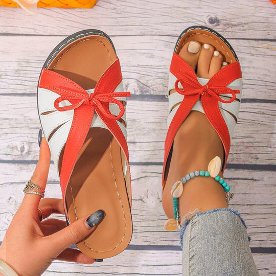 Damen Bequeme und modische Sandalen mit Schleifen-Detail EB