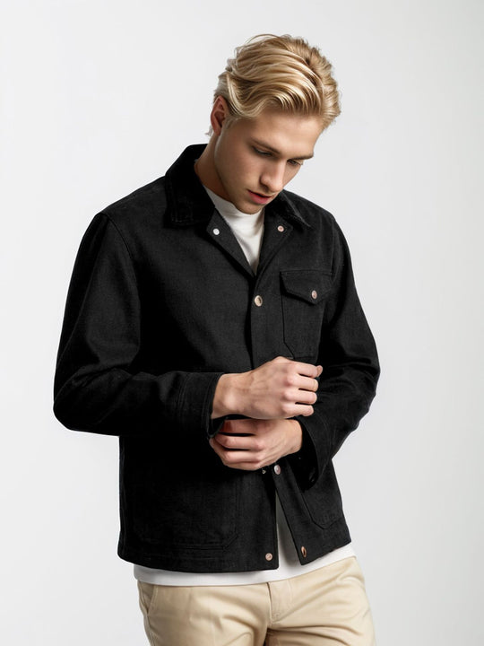 Herren Suedejacke mit modischem Design und praktischen Taschen EB