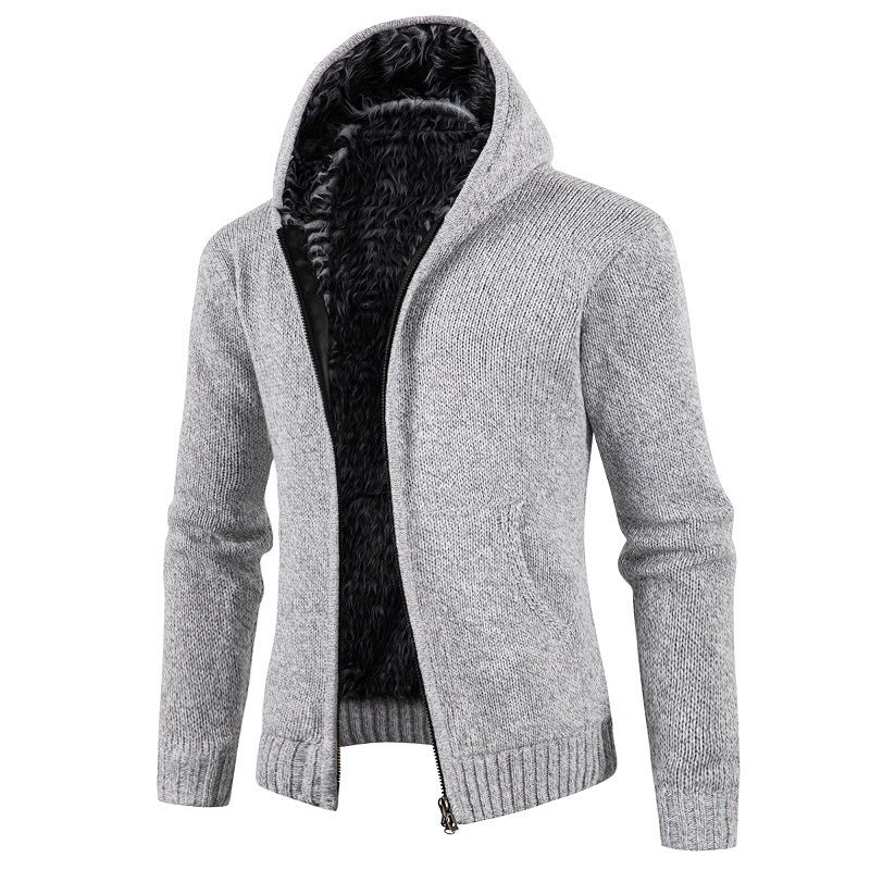 Herren Strickjacke mit Kapuze und weichem Innenfutter EB