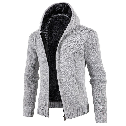 Herren Strickjacke mit Kapuze und weichem Innenfutter EB
