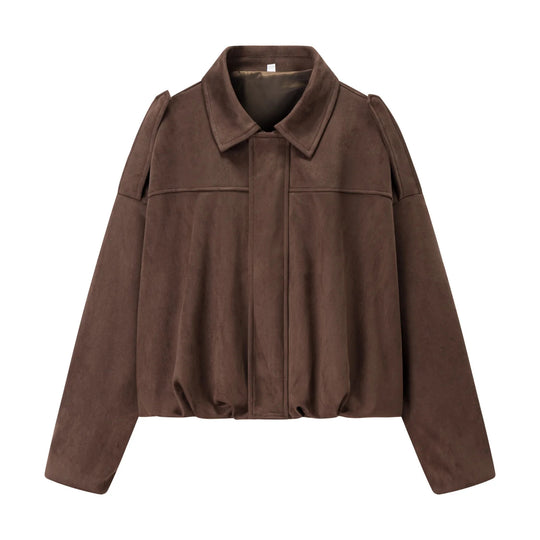 Damen modische cropped Jacke mit bequemen Bündchen und elegantem Kragen EB