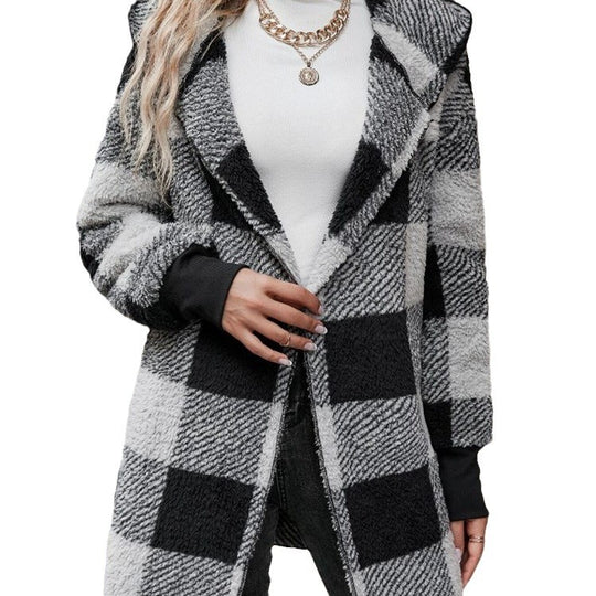 Damen Kuschelige Karojacke mit weichem Material und lässiger Passform EB