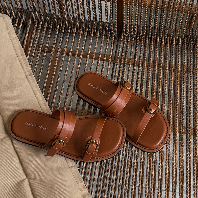 Damen elegante Komfort-Pantoletten mit verstellbarem Riemen und ergonomischer Sohle EB