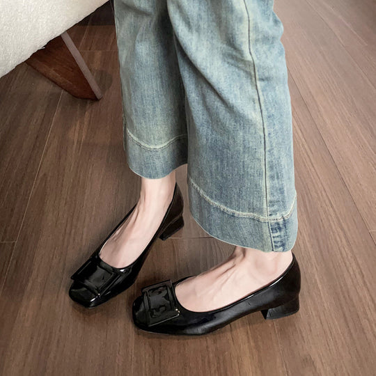Damen elegante Ballerinas mit modernem Schnallenakzent EB