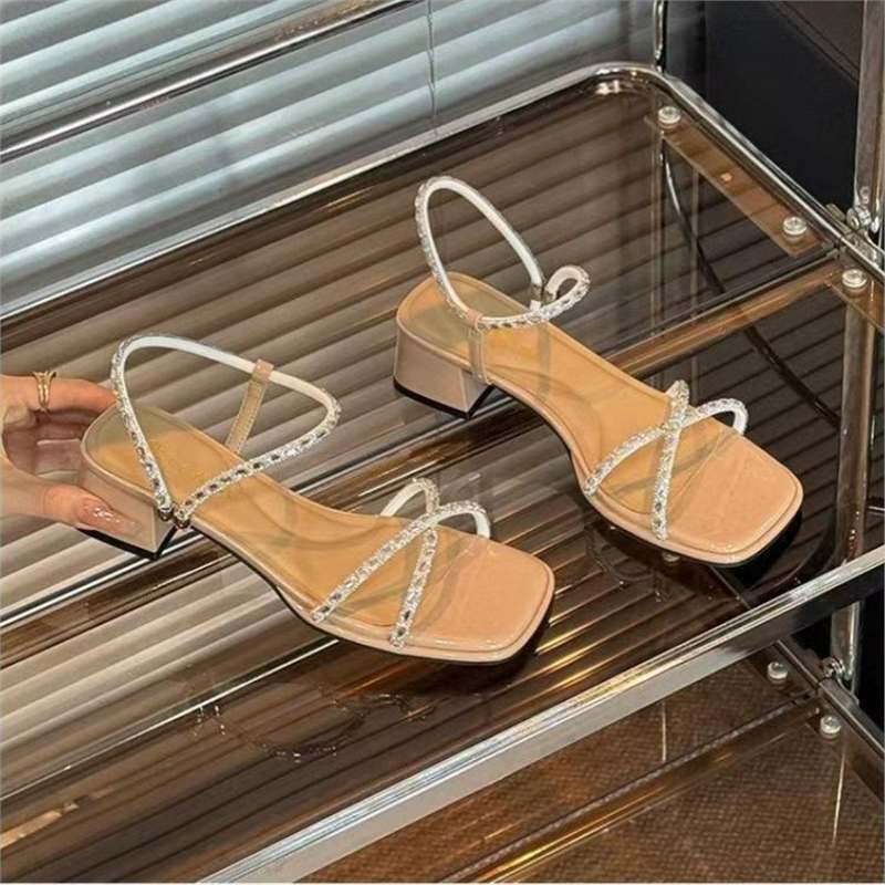 Damen elegante Sandalen mit Strassverzierungen EB