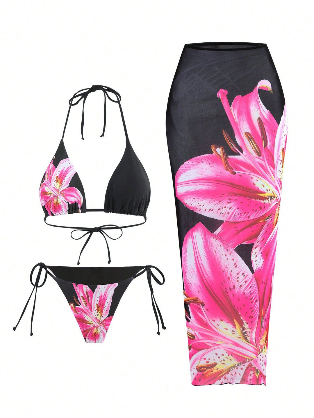 Damen Strand-Bikini-Set mit lässigem Maxi-Rock EB