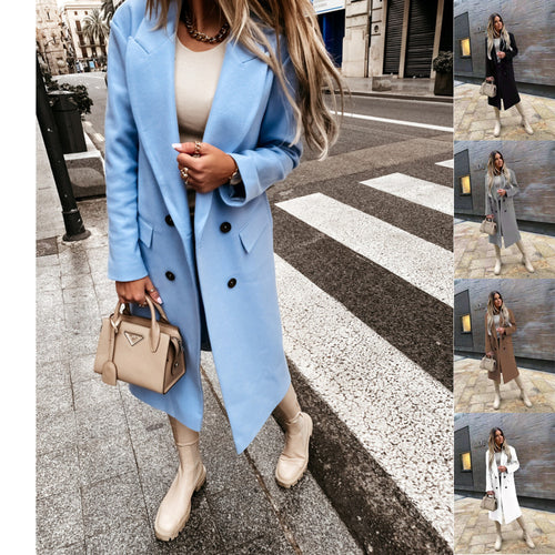 Damen Eleganter und zeitloser Wool Coat mit Doppelreiher EB