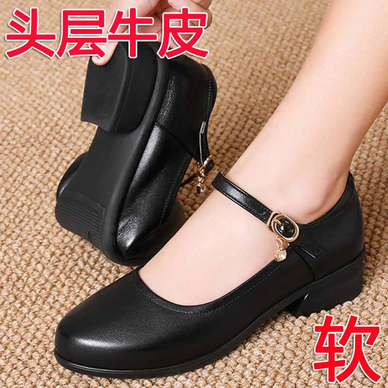 Damen Mary Jane Pumps mit bequemem Blockabsatz und modischem Schnallenakzent EB