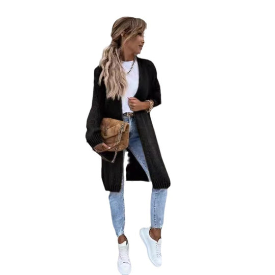 Damen Strickmantel mit lässigem, offenem Design und weichem Material EB