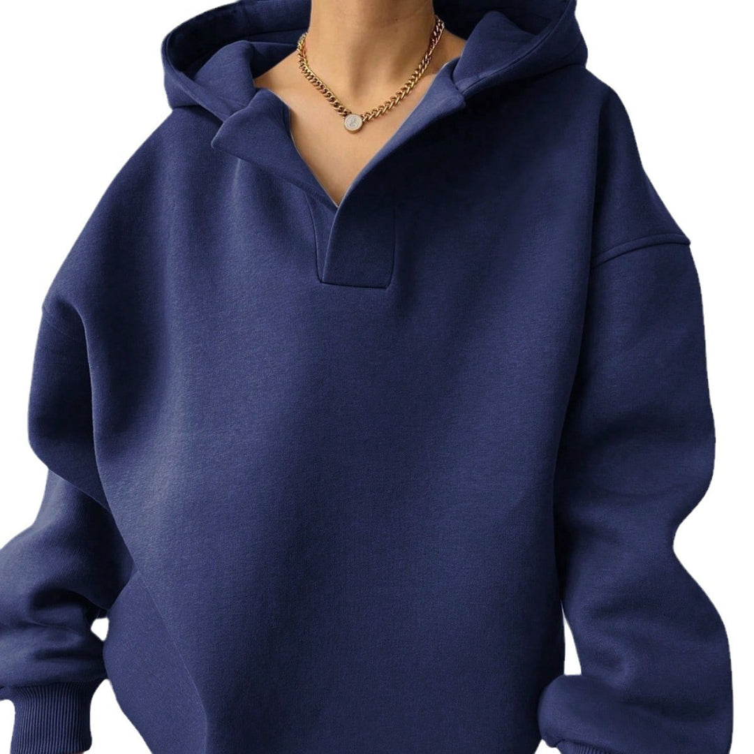 Damen Oversized Kapuzenpullover mit halbem Reißverschluss EB
