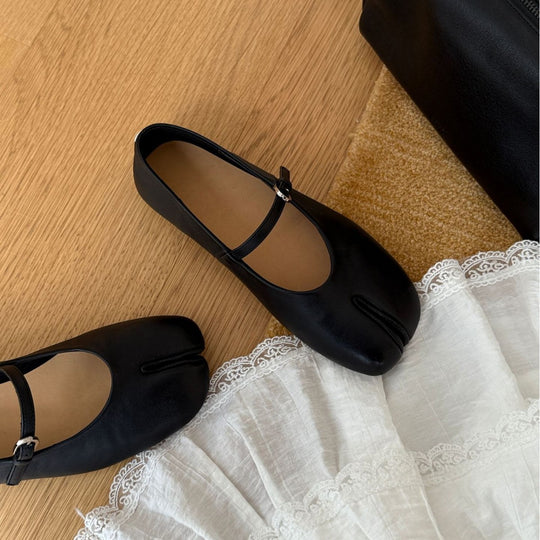 Damen elegante Ballerinas mit verstellbarem Riemchen und weichem Leder EB