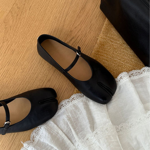 Damen elegante Ballerinas mit verstellbarem Riemchen und weichem Leder EB
