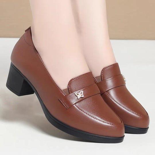 Damen elegante Loafers mit glänzender Dekoration EB