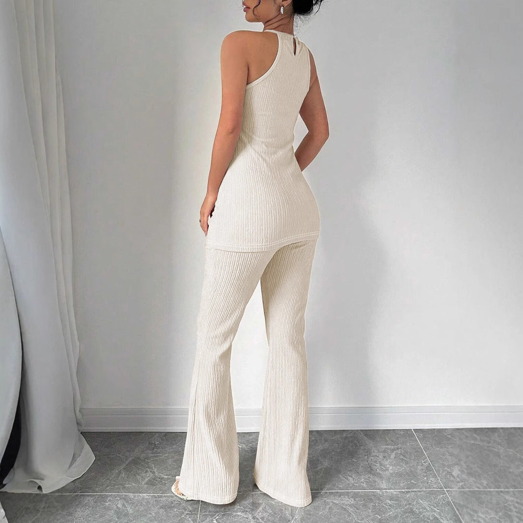 Damen Strick-Set mit weiter Hose und minimalistischen Design EB