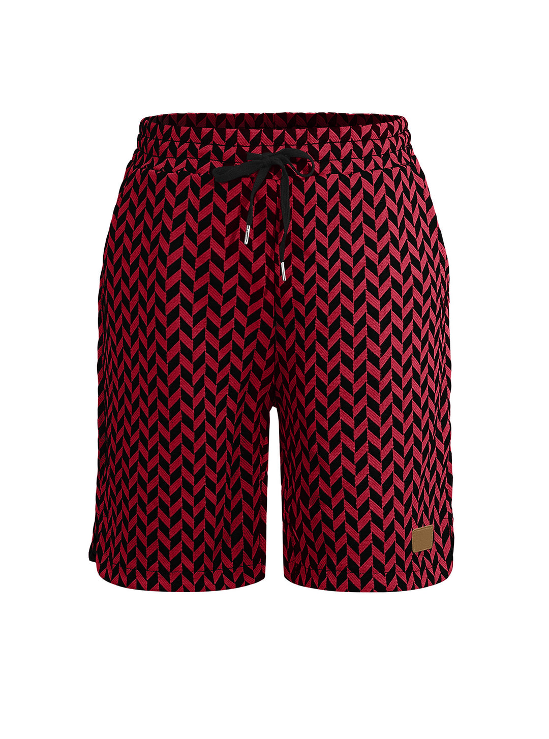Damen nan Jacquard-Shorts mit elastischem Komfortbund, Tunnelzug und Fischgrätmuster EB