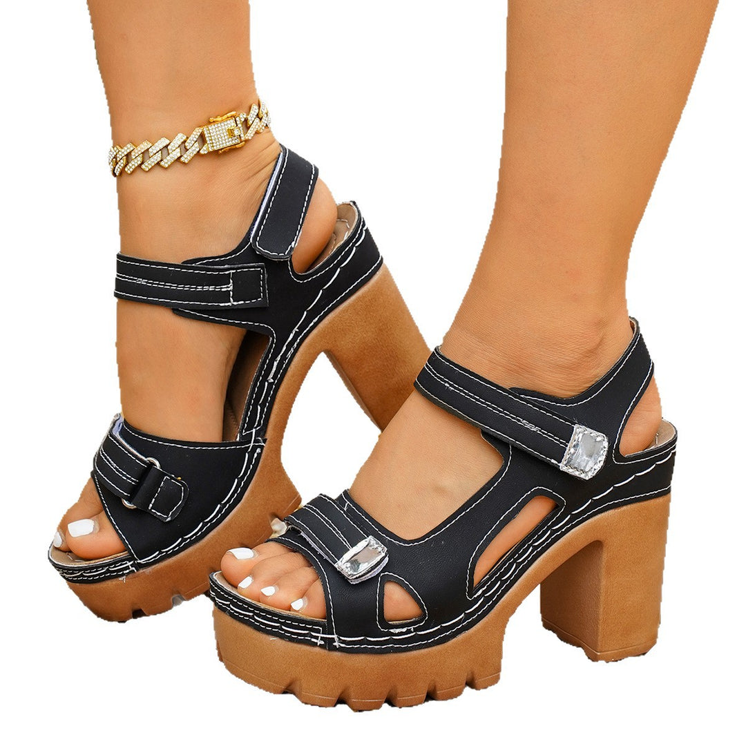 Damen Plateau-Sandalen mit modischem Riemendesign und robustem Blockabsatz EB