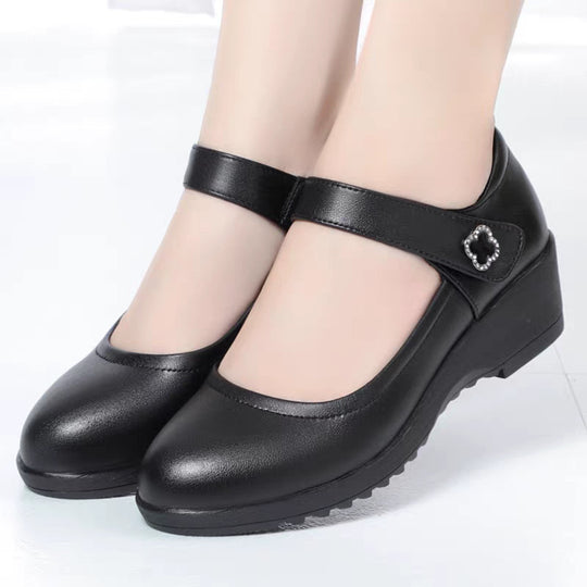 Damen Mary Jane Wedge-Schuhe mit verstellbarem Riemen und eleganter Schnalle EB
