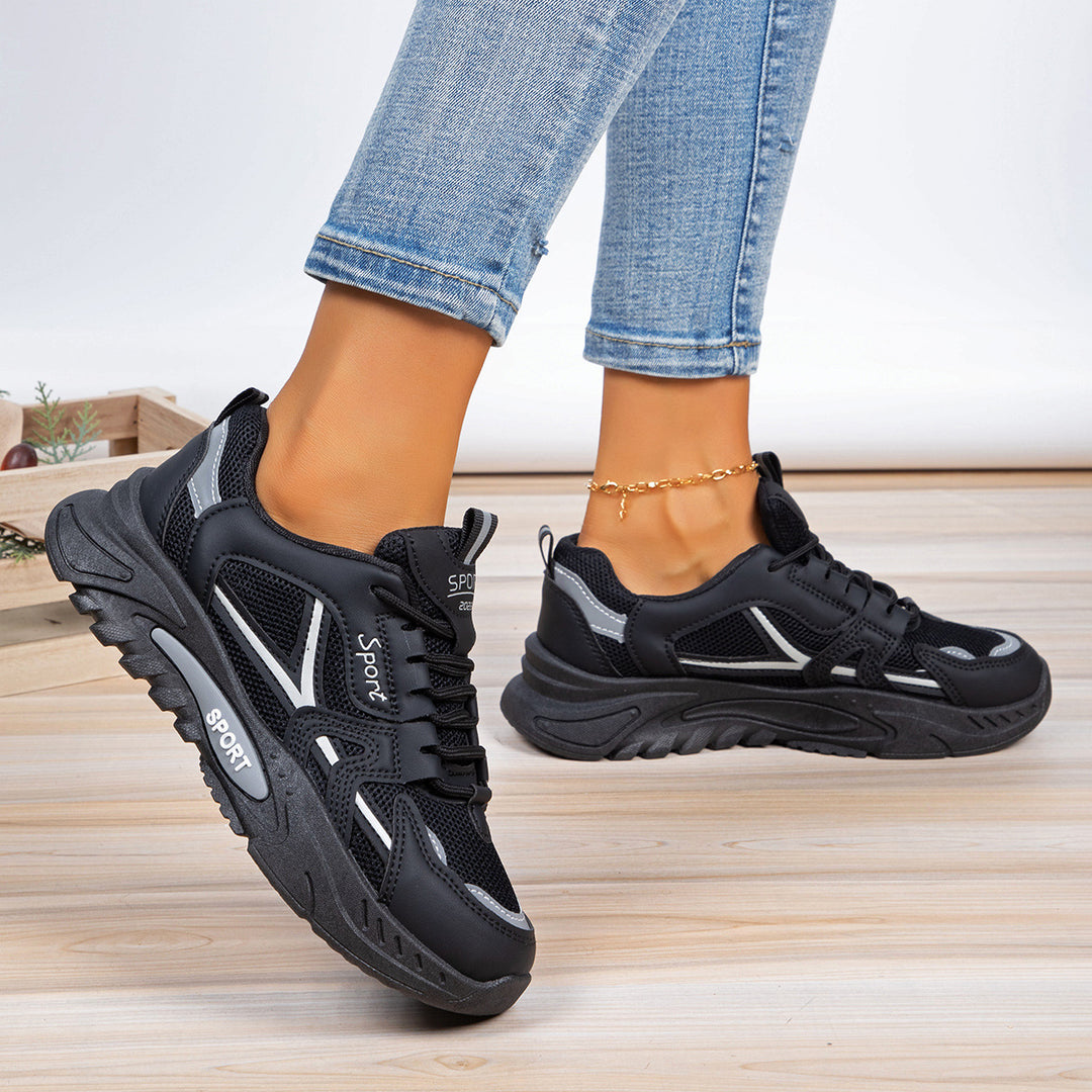 Damen Sportliche Sneakers mit atmungsaktiver Mesh-Konstruktion und stoßdämpfender Sohle EB