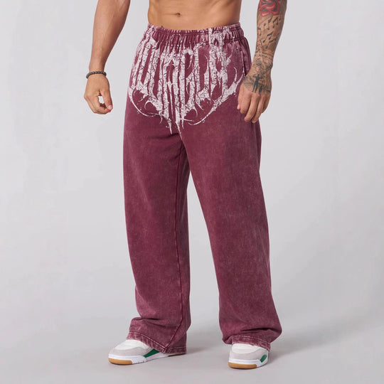 Herren nan weiche gewaschene Jogginghose mit weitem Schnitt und elastischem Bund EB
