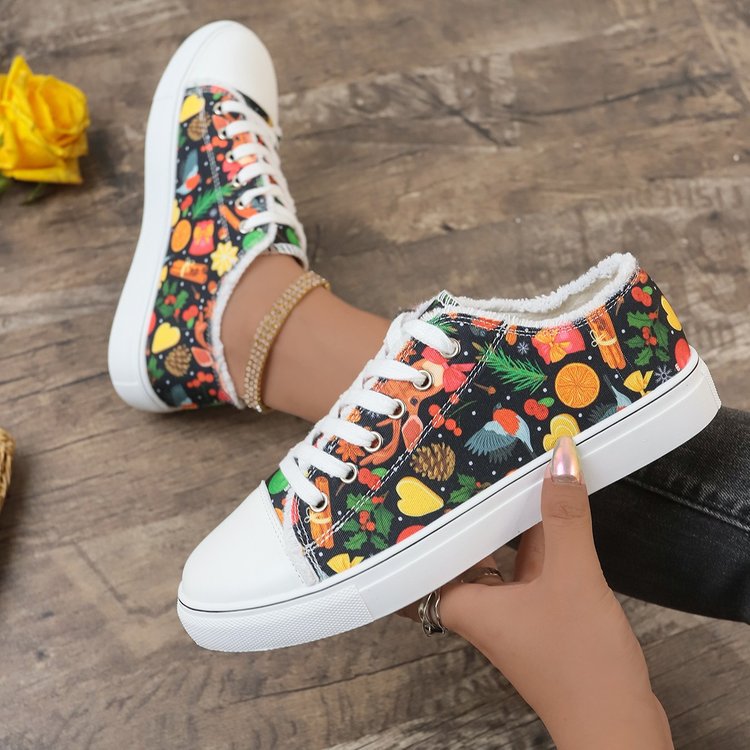 Damen Modische Sneaker mit buntem Print und bequemem Innenfutter EB