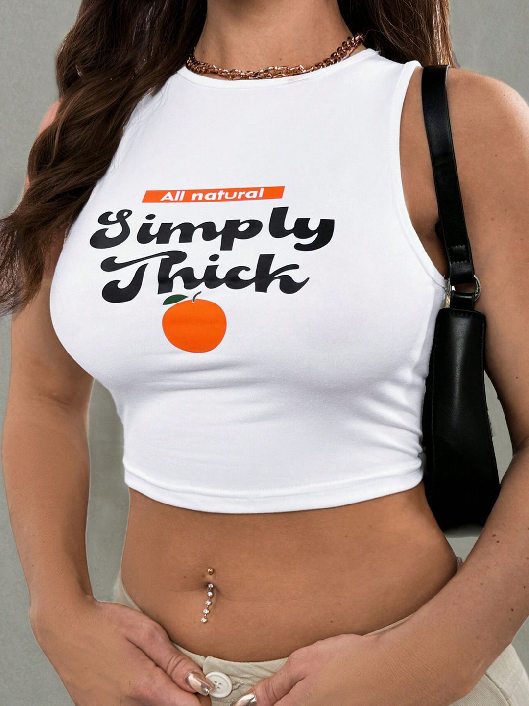 Damen Crop-Top mit mutigem Statement-Druck EB