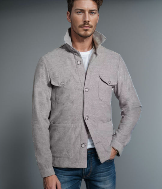 Herren praktische Jacke im schicken Utility-Stil mit hohen Kragen EB
