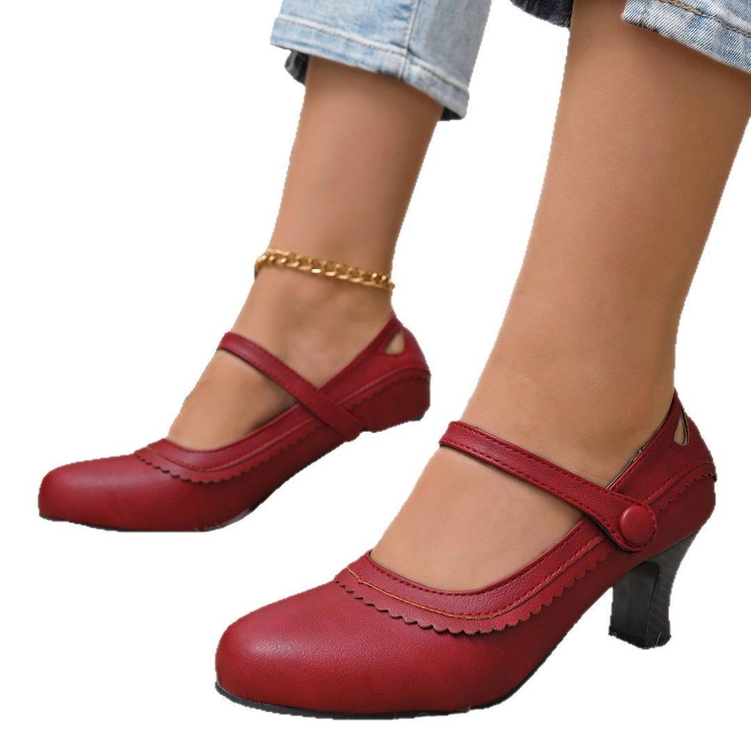 Damen Absatzschuhe mit verstellbarem Riemen und eleganter Schnalle EB
