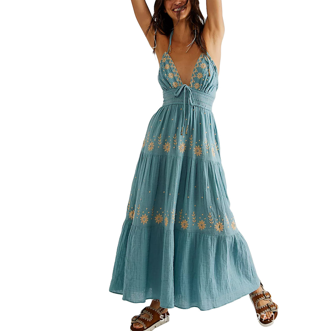 Damen Maxikleid mit zarten Stickereien EB